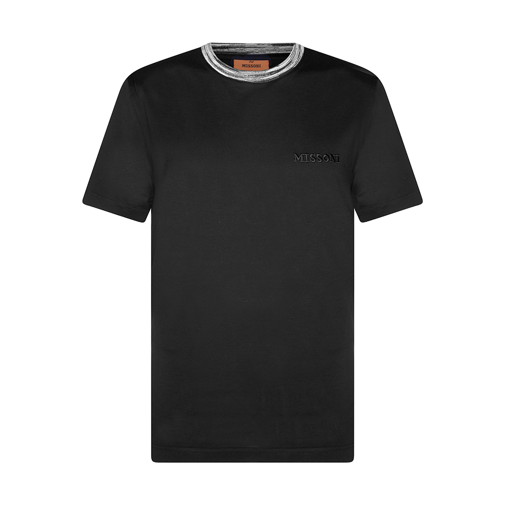 MISSONI T SHIRT - BLACK SPACEDYED COLLAR