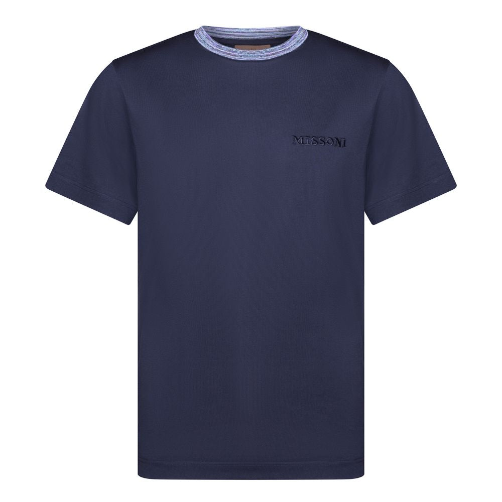 MISSONI T SHIRT NAVY SPACEDYED COLLAR (Multicolored)