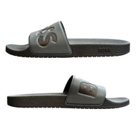 Boss Aryeh Italian-made slides with large logo detail grey