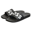 Boss Aryeh Italian-made slides with large logo detail black