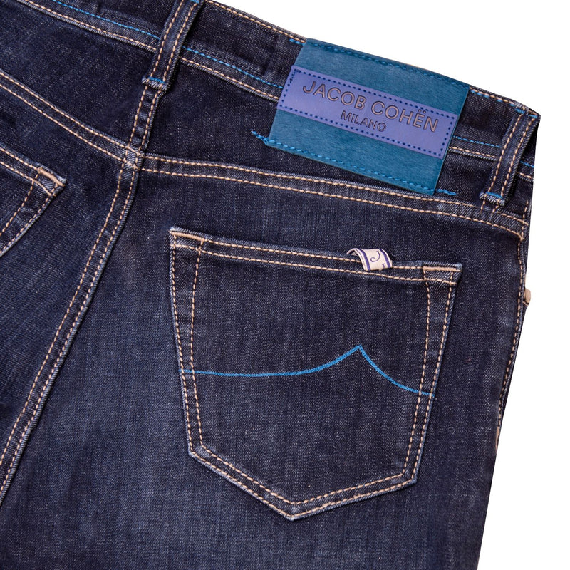 JACOB COHEN BARED SLIM FIT JEANS - DARK BLUE MILANO BADGE