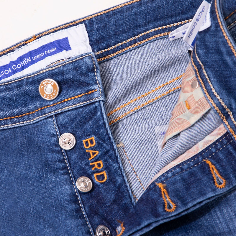 JACOB COHEN BARED SLIM FIT JEANS IN BLUE / ORANGE BADGE