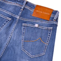 JACOB COHEN BARED SLIM FIT JEANS IN BLUE / ORANGE BADGE