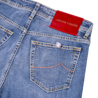 JACOB COHEN BARED SLIM FIT JEANS IN BLUE / RED BADGE