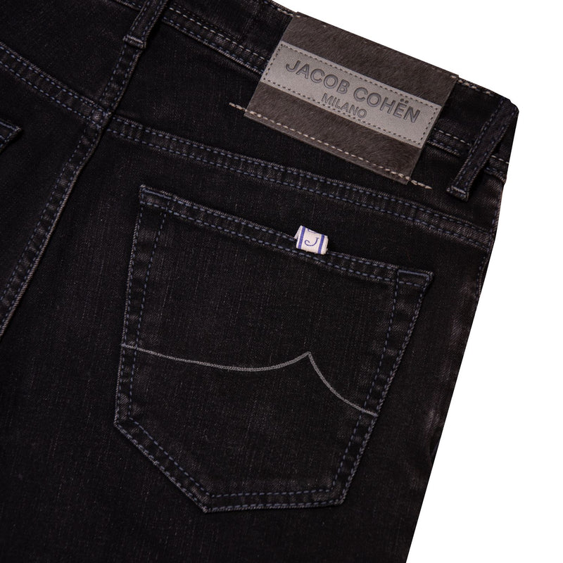 JACOB COHEN BARED SLIM FIT JEANS - BLACK MILANO BADGE