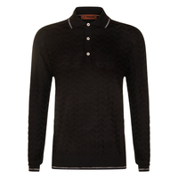 MISSONI LONG SLEEVE FINE KNIT CHEVRON POLO / BLACK