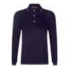 MISSONI LONG SLEEVE FINE KNIT CHEVRON POLO - NAVY