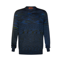 MISSONI FINE KNIT CREW NECK JUMPER / BLUE / GREEN