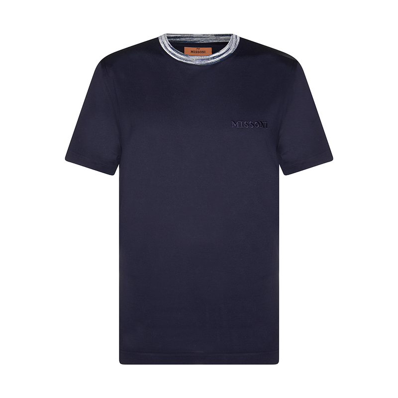 MISSONI T SHIRT - NAVY/ SPACEDYED COLLAR