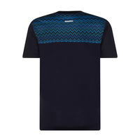 MISSONI WOVEN SHOULDER PANNEL T SHIRT - NAVY