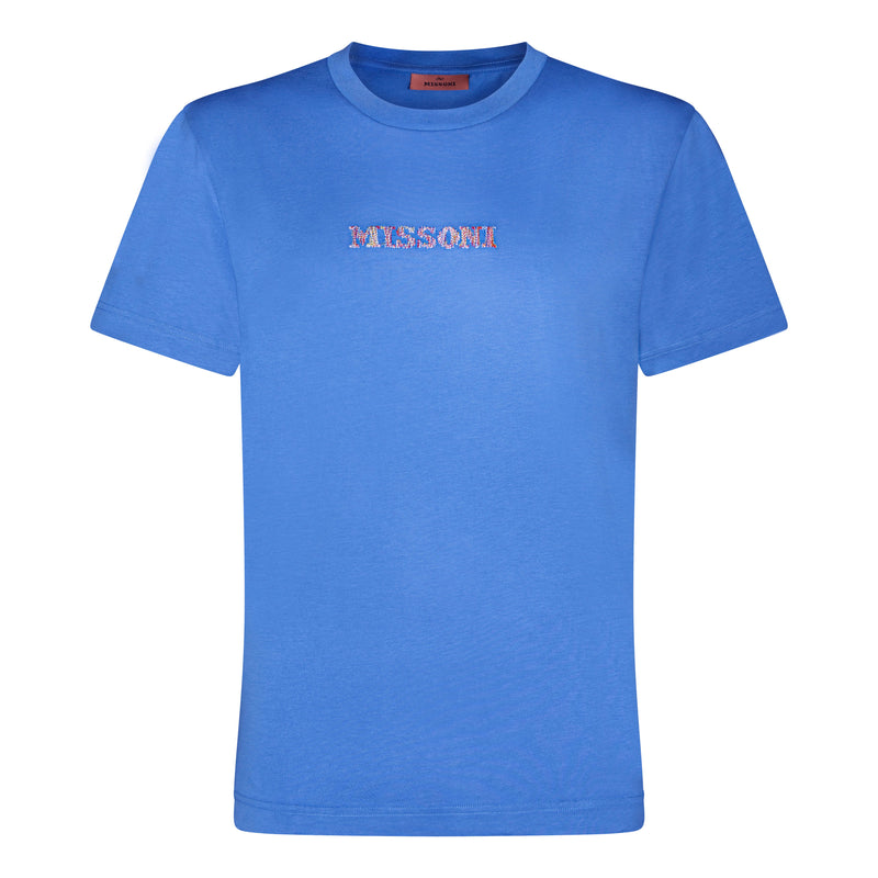 MISSONI EMBROIDERED LOGO T SHIRT - LIGHT BLUE