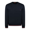 MISSONI SWEATSHIRT - SMALL EMBROIDERED LOGO AND CUFFS - NAVY