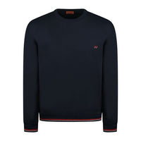 MISSONI SWEATSHIRT - SMALL EMBROIDERED LOGO AND CUFFS - NAVY