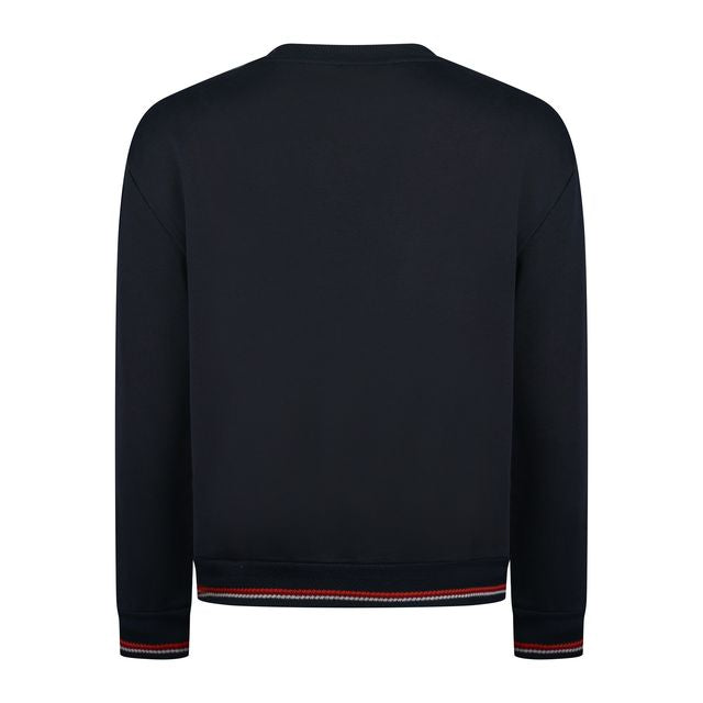 MISSONI SWEATSHIRT - SMALL EMBROIDERED LOGO AND CUFFS - NAVY
