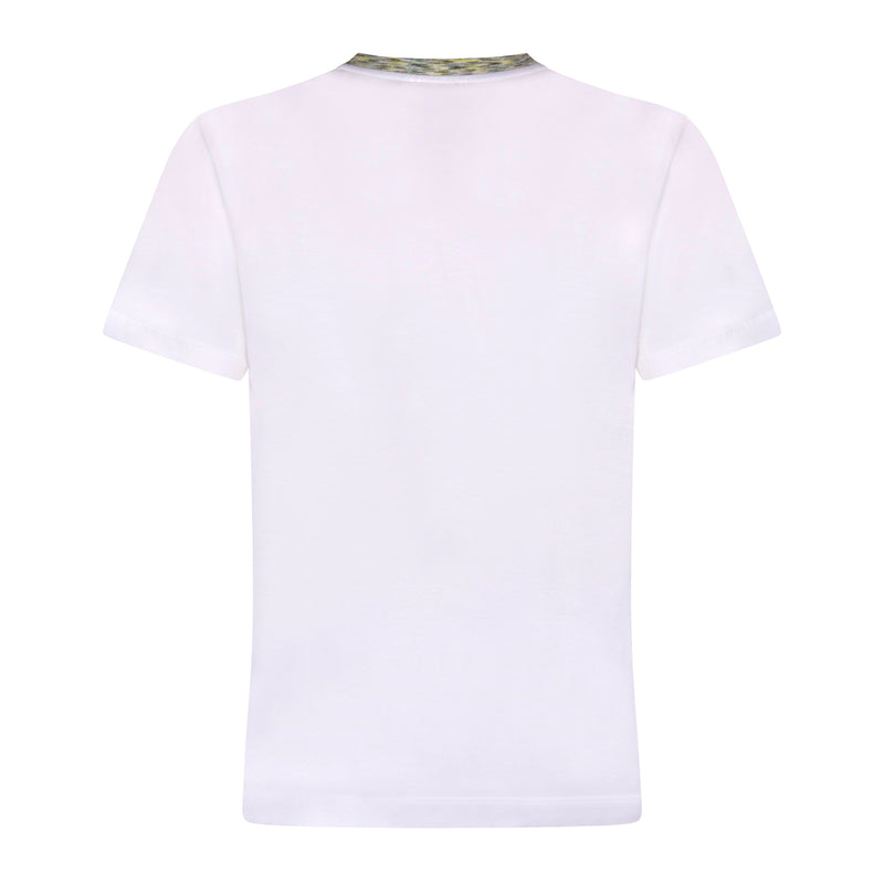 MISSONI T SHIRT - WHITE / GREY SPACEDYED COLLAR