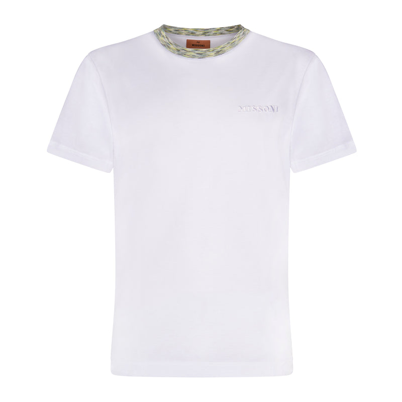 MISSONI T SHIRT - WHITE / GREY SPACEDYED COLLAR