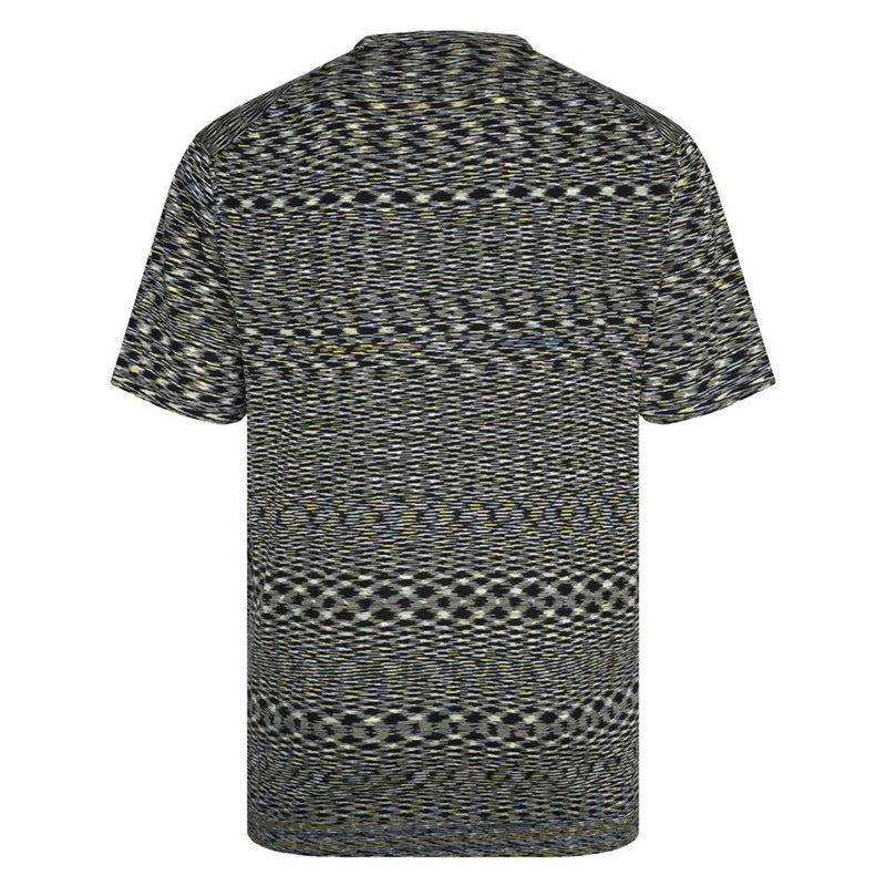 MISSONI SLUB COTTON KNIT CREW-NECK T SHIRT, black/teal