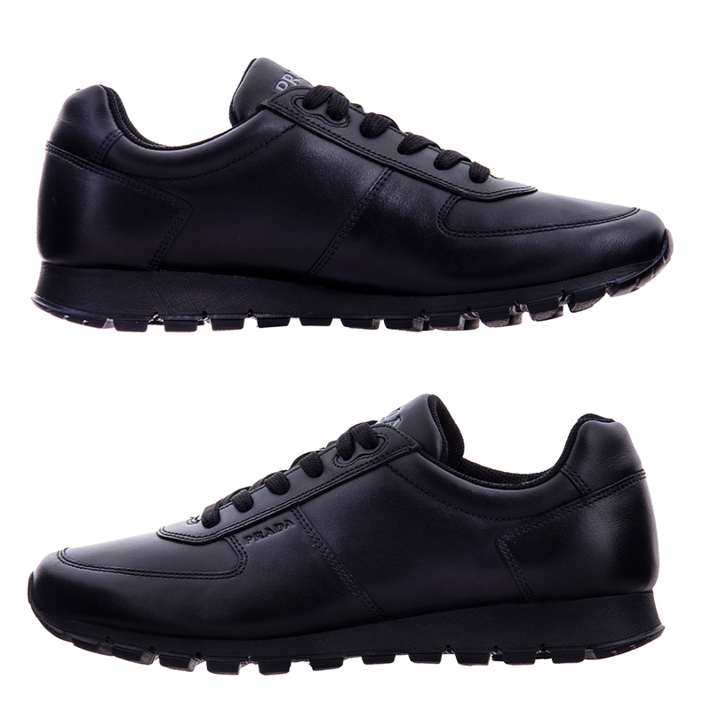 PRADA RUNNERS IN BLACK LEATHER