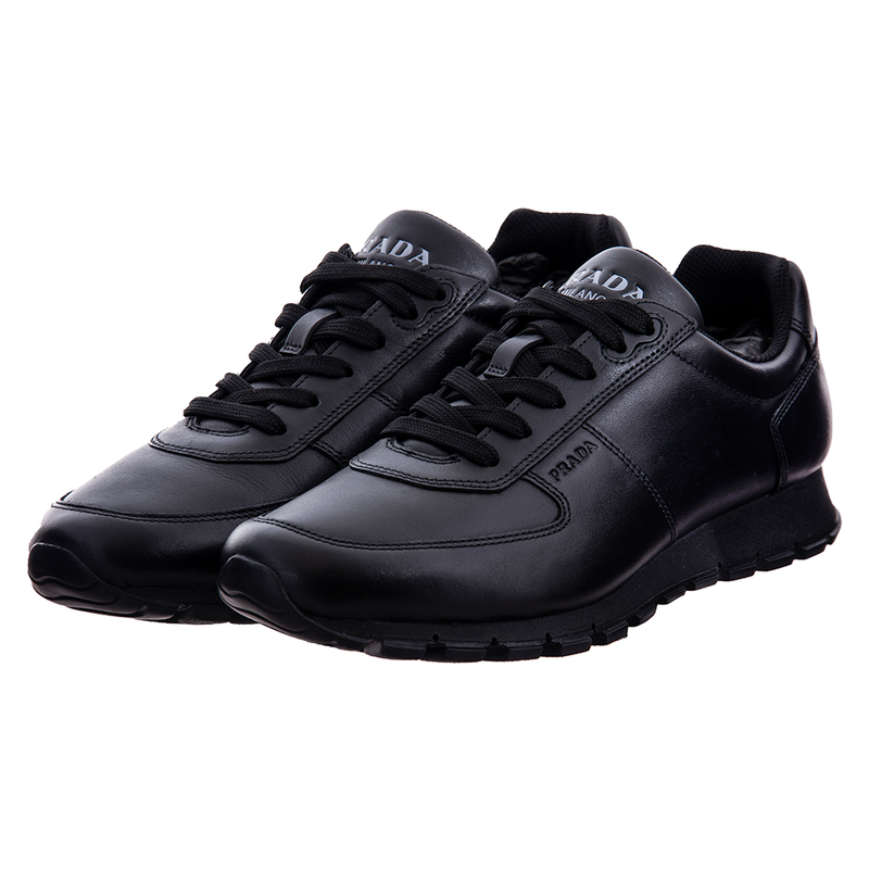 PRADA RUNNERS IN BLACK LEATHER My Grip Fashions