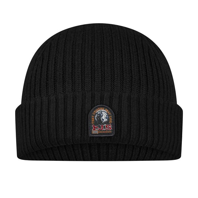 PARAJUMPERS RIBBED BEANIE HAT - BLACK